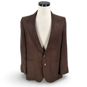 Lanvin Paris New York Brown FeatherSuede Synthetic Suede Blazer Sport Coat 40R